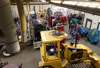 Aerial view of heavy equipment classroom